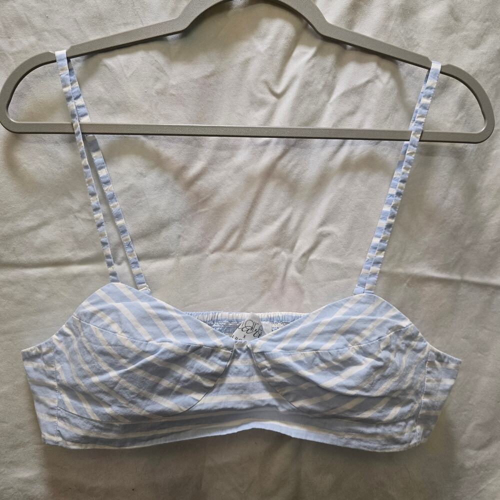 Mare‎ Mare x Anthropologie blue white stripe crop bustier tank top sheared large